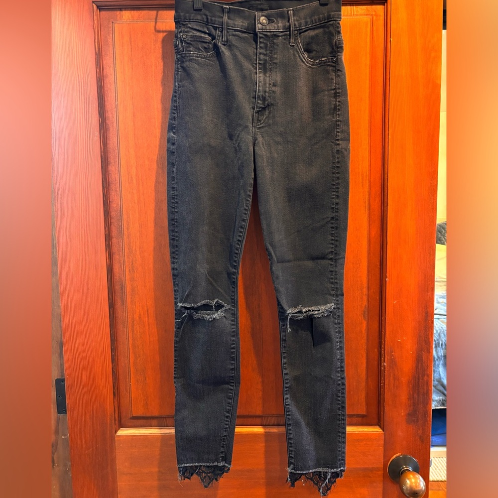 MOTHER High Rise Black Distressed Jeans - Picture 6 of 6